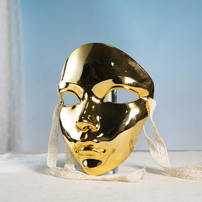 Masquerade Mask Metallic Color  Halloween Mask Full Face  For Women Men Cosplay Masquerade Costume Accessories