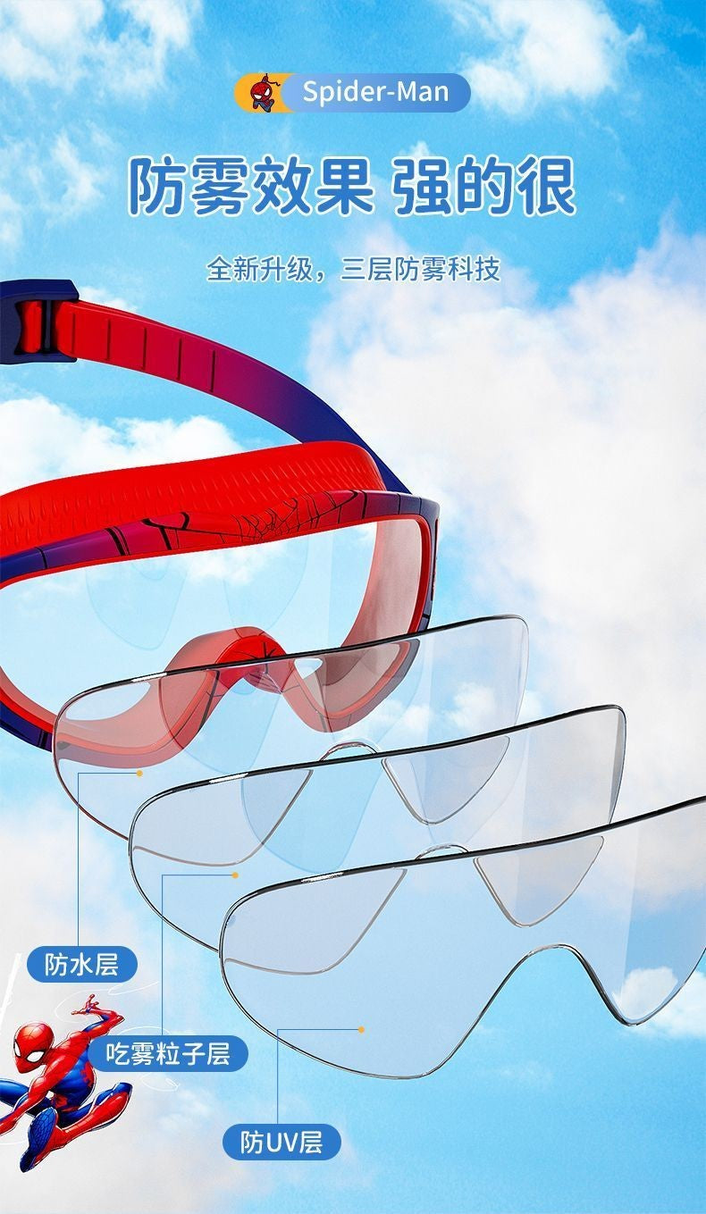 Marvel's new Spiderman boy new creative cartoon anime peripherals HD anti-fog waterproof swimming professional diving glasses
