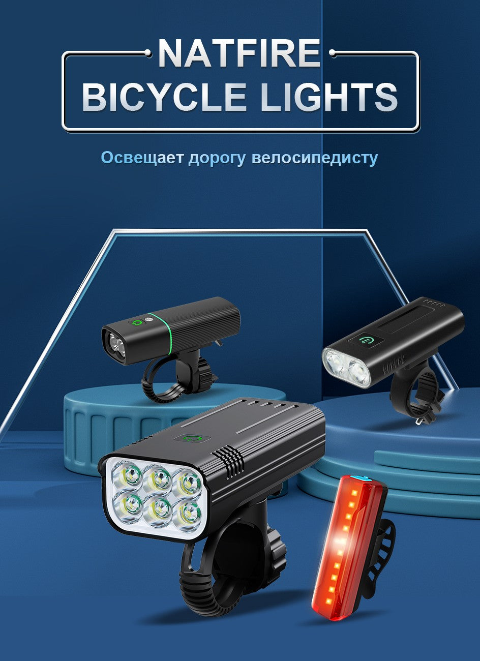 10000mAh 6-8 LED Bike Light USB Rechargeable 3600 Lumens Bike Headlight Super Bright Flashlight Front Lights and Back Rear light