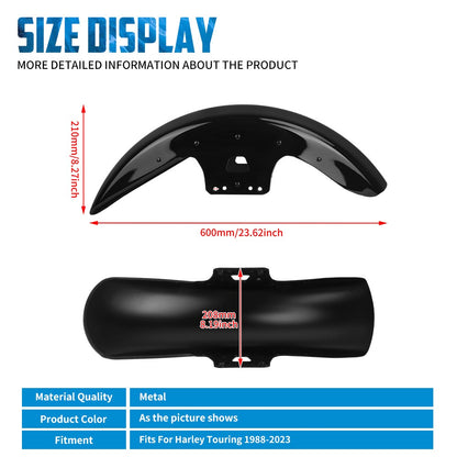 Motorcycle 19'' Front Fender Wheels Wrap Iron Short Mudguard For Harley Touring Road King FLHR Street Electra Glide FLHTK 14-23