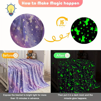 1 cobertor luminoso Pegasus gradiente roxo, cobertor macio e confortável de flanela de lã para dormir, cobertor de escritório