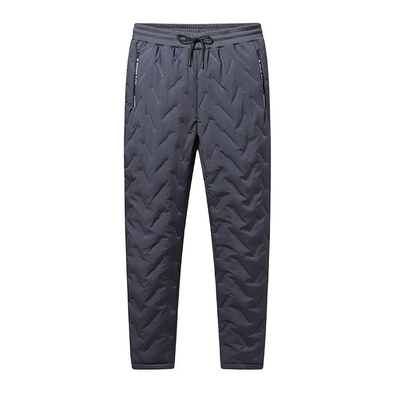 Calça Masculina de Moletom Grossa de Lã Impermeável Inverno Corta-Vento Casual Calça Pesada Calça de Lã de Cordeiro Quente Agasalho