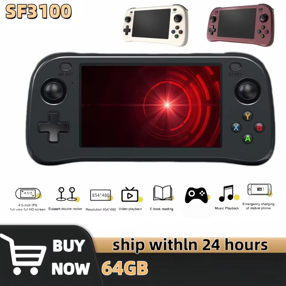 SF3100 Retro Handheld Video Game Console Classic Games Pocket Player 4.5 Inch IPS Screen 3000mAh Portable Linux System SF3000
