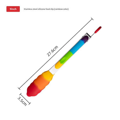 Heat-resistant silicone food tongs kitchen tool stainless steel food tongs anti-scald steak tongs barbecue tongs bread tongs