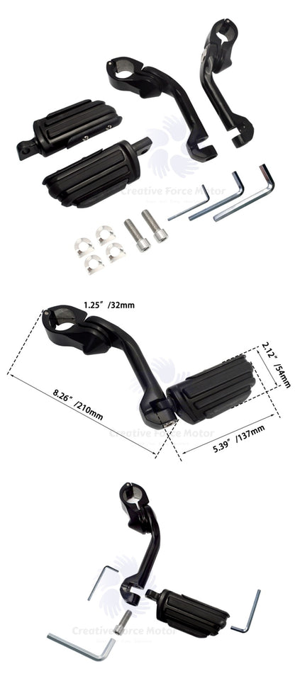 Kit de Suportes de Pedaleiras para Protetor de Motor de Motocicletas 1-1/4" Descanso de Pé para Harley Honda Davidson Road King Sportster Fat Boy Electra Glide
