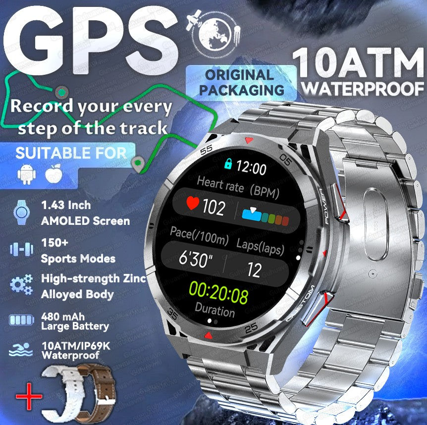 2025 AGPS New Men Smart Watch DIgital Military Sport Electronic Bluetooth 10 ATM Waterproof Diving Original Bracelet