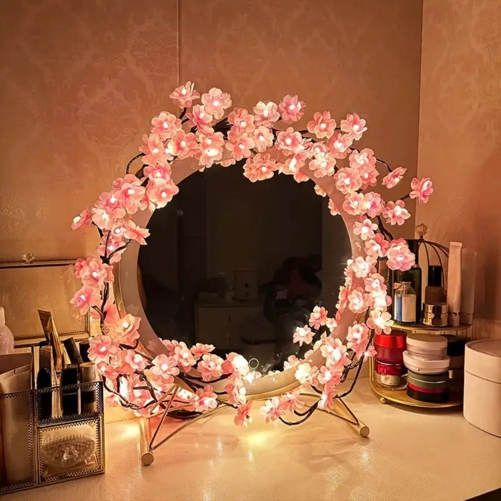 LED Cherry Blossom String Lights USB 8 Modes Artificial Sakura Fairy Vine Light for Bedroom Wall Wedding Party Valentine's Day