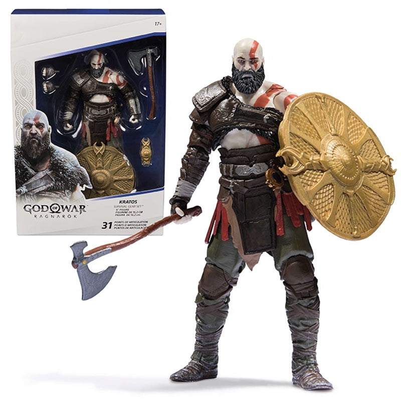 Modelo Kratos God Of War Ragnarok Figuras Jogo Action Figure Brinquedos Anime 15cm Estatueta Colecionável Boneco Articulado Presente para Exposição