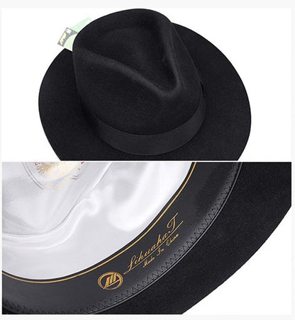 New British 100% Wool Felt Hat Men Fedora Big Size Raw Edge Brim Satin Lined Gangster Hat Premium Quality