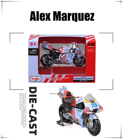 Maisto 1:18 2024 Gresini Racing MotoGP #93 Marc Marquez #73 Alex Marquez moto em liga leve fundida modelo de coleção brinquedo de presente