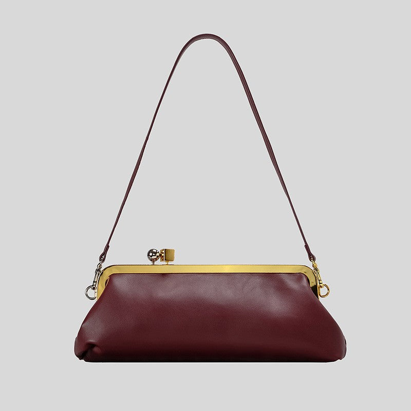 Fashion Long Clutch Bag for Women Luxury Designer Kiss Lock Women Shoulder Bags Elegant Party Purses Trend Underarm Bag 2025