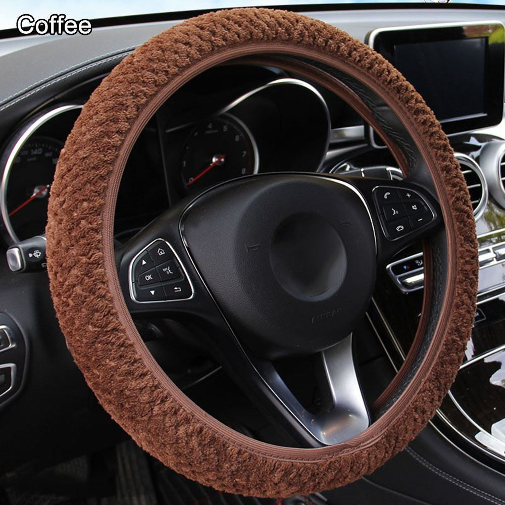 Capa de Volante de Carro de Veludo Pérola de Inverno Acessório para Carro Proteção Antiderrapante Quente Pelúcia Macia