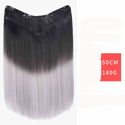 Extensões de Cabelo Sintético em V de uma Peça com 4 Clips Cabelo Liso Longo Peruca Cor 50CM Cabelo Falso Natural