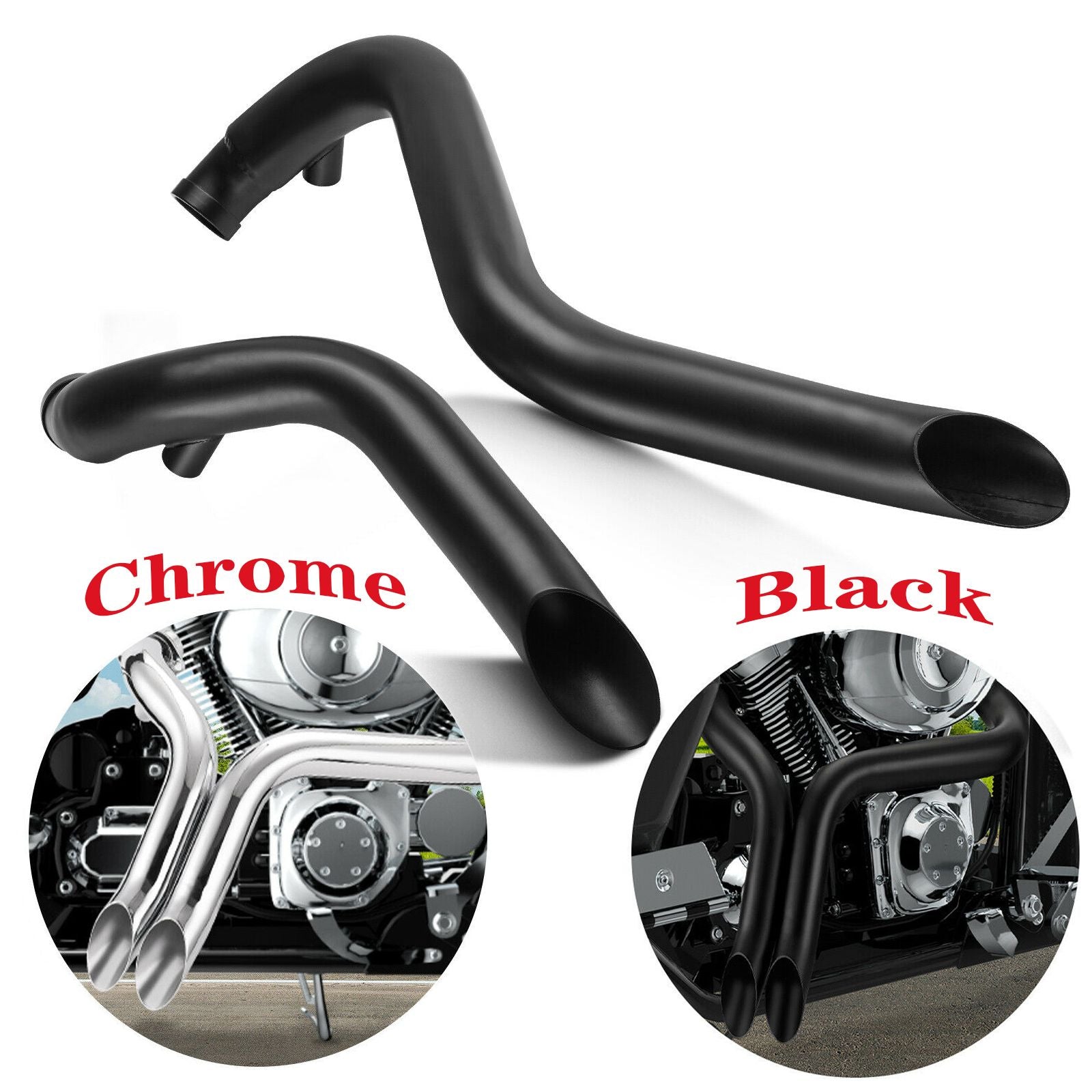 KEMIMOTO Motorcycle Exhaust Pipes 2" Drag Pipes Exhaust For Softail Dyna Sportster Chopper Bobber 1984-2017 Exhaust Systems Part