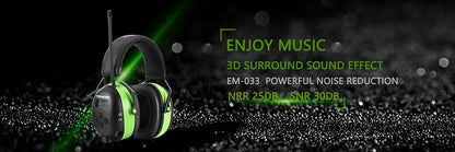 Hearing Protection Bluetooth headphones electronic earmuffs AM/FM radio 5.0 for Mowing Safety Ear muffs 2000mAh Lithium Battery
