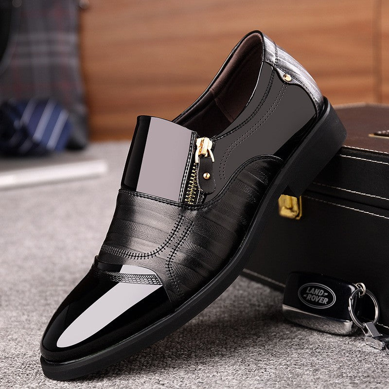 New autumn men's leather shoes Sharp pointed outdoor anti slip flat Fashion Business Zipper Footwear Casual comfort male shoes