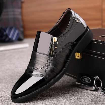 New autumn men's leather shoes Sharp pointed outdoor anti slip flat Fashion Business Zipper Footwear Casual comfort male shoes