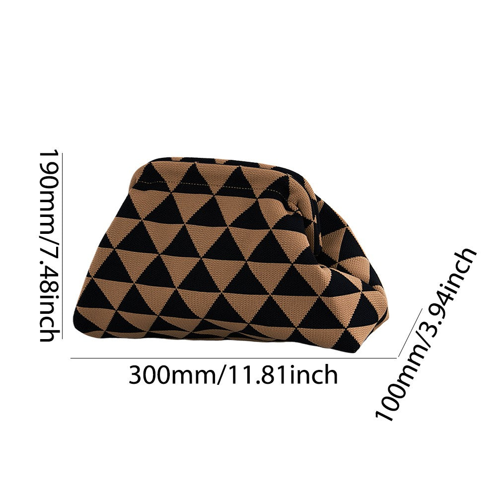 Ladies Crochet Clutch Purses Contrast Color Beach Bags Summer Woven Bags Women's Knitted Dumpling Bag Female Chic Colorblock Bag