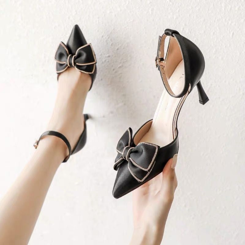Salto Médio Sapatos Femininos Tendência Bico Fino Borboleta Stiletto Elegante Vestido Casamentos Festa de Noiva Branco Grife