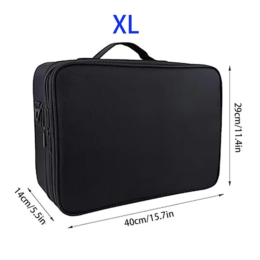 Makeup Case 3 Layers Cosmetic Organizer Brush Bag Barber Train Case Makeup Artist Box for Hair Curler Hair Straightener Brush