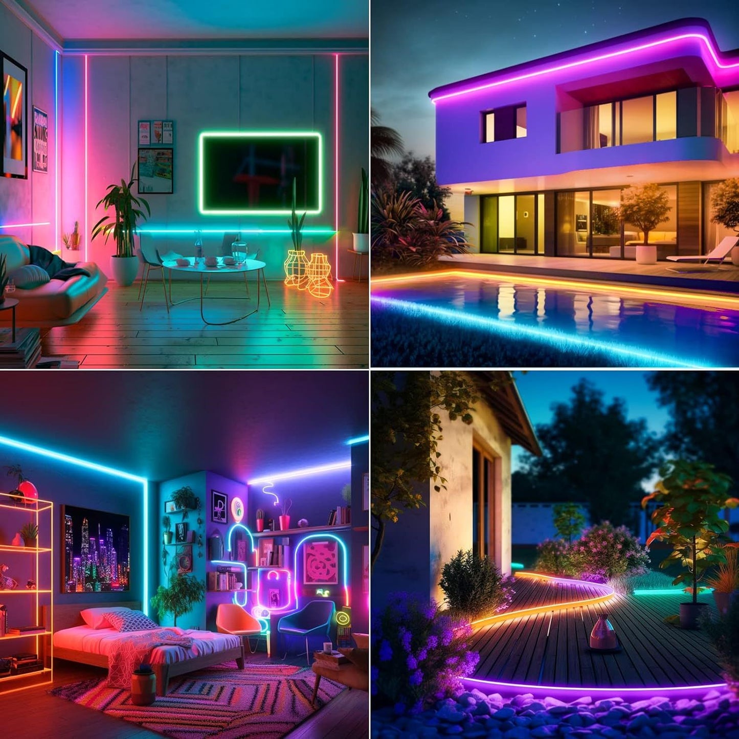 30M/20M Mexllex RGB Neon Light Strip with APP &Remote, Color Change Waterproof Music Sync Mode for Bedroom Room Outdoors Decro