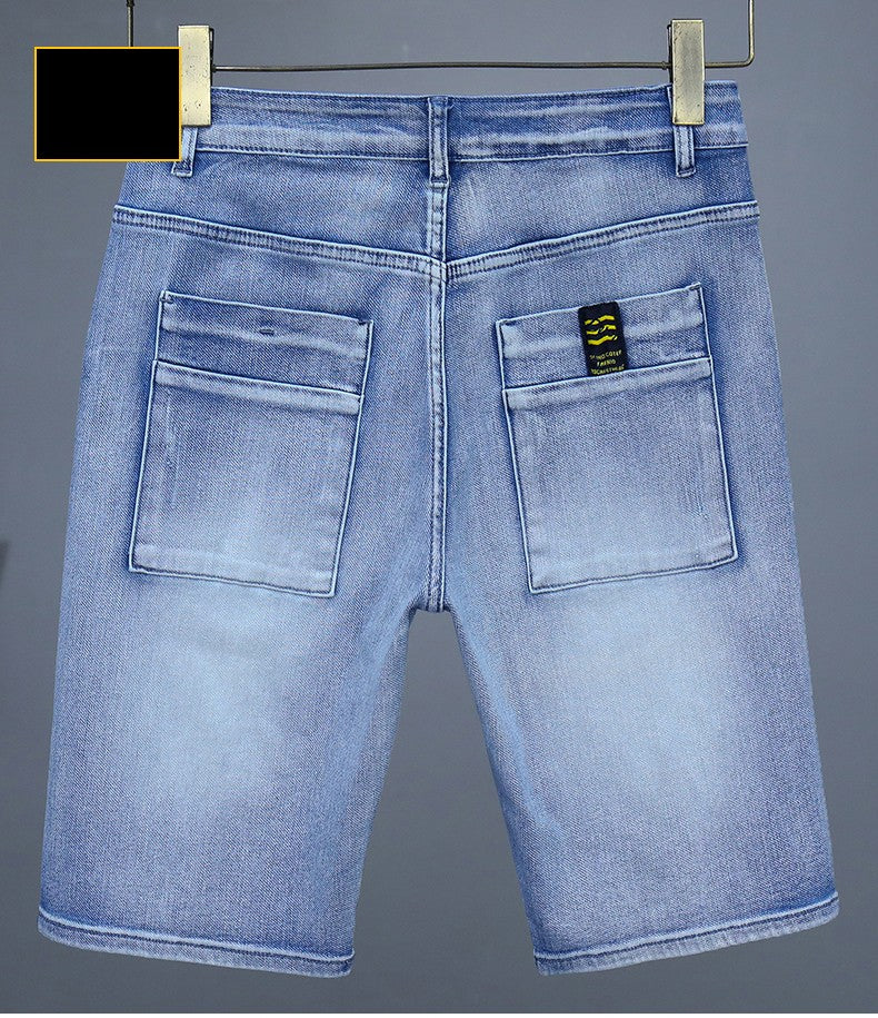 Men's Straight Casual Denim Shorts Simple Solid Color Slim Jeans Comfortable Breathable Bermuda Short Pants Summer