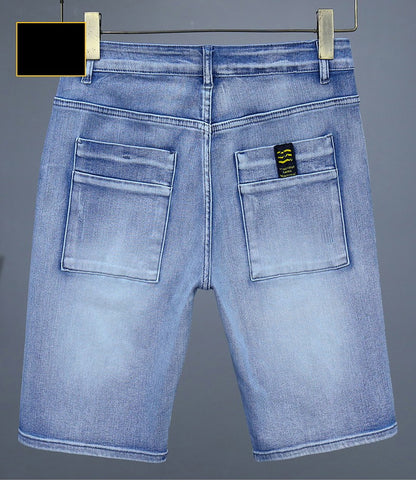 Men's Straight Casual Denim Shorts Simple Solid Color Slim Jeans Comfortable Breathable Bermuda Short Pants Summer