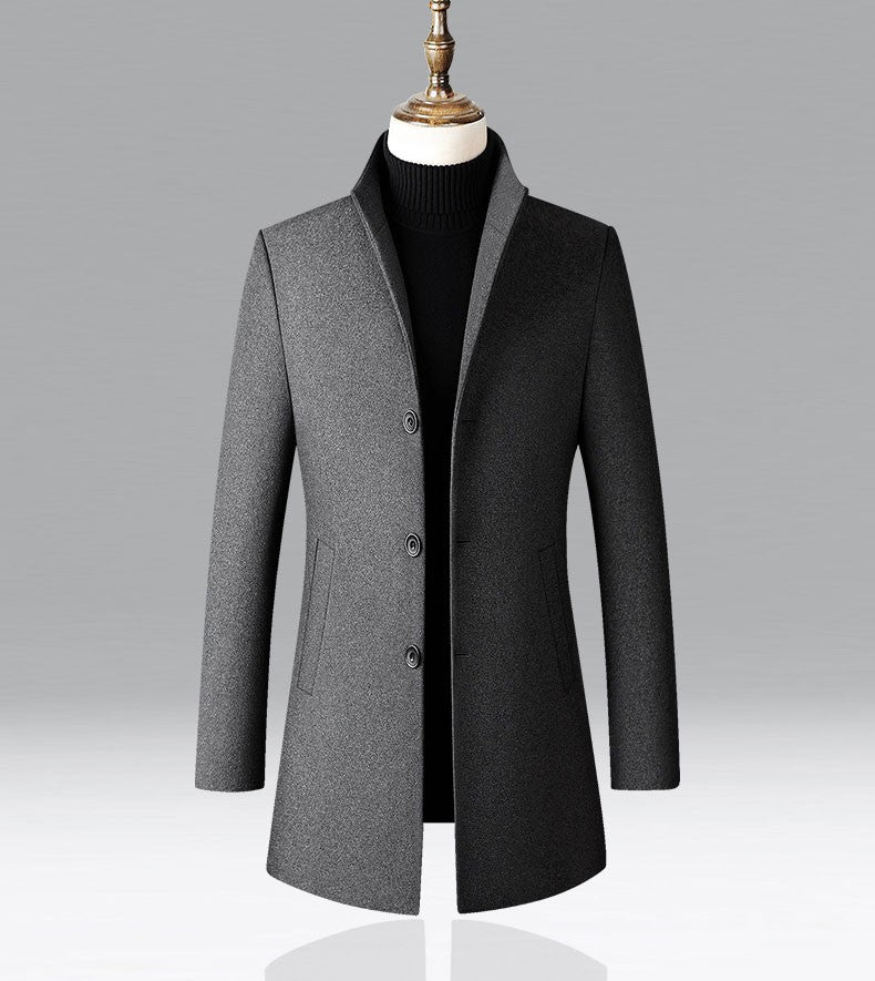 Winter Jacket Men Wool Pea Coat Oversized Overcoat Solid Business Casual Coat Men's Clothing Woollen Coats 4XL AF2011