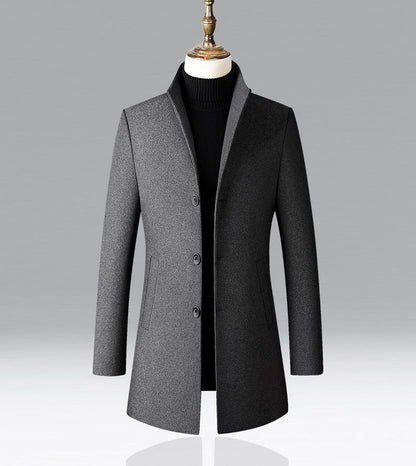 Winter Jacket Men Wool Pea Coat Oversized Overcoat Solid Business Casual Coat Men's Clothing Woollen Coats 4XL AF2011
