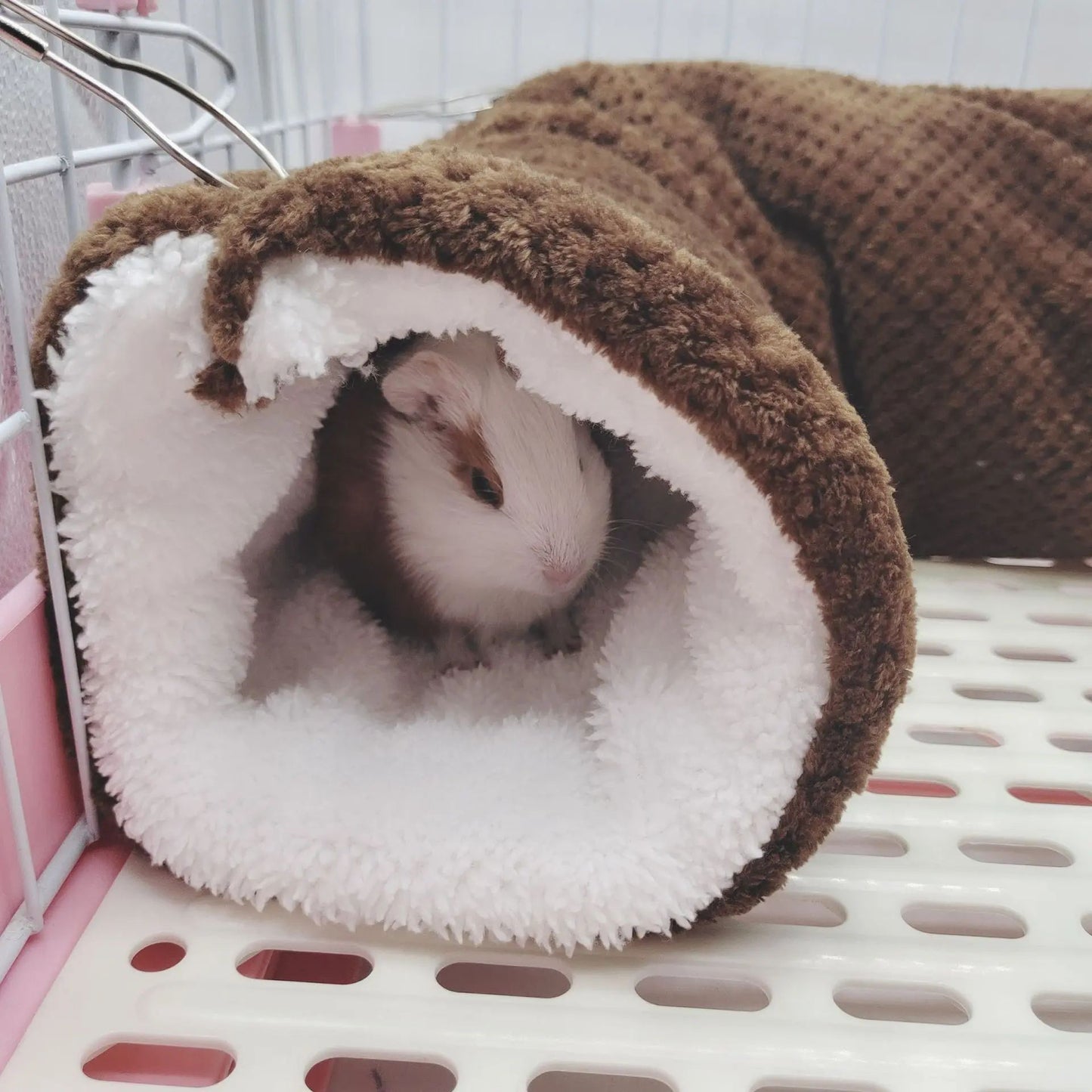 Rede de estimação quente de inverno, rede de hamster de pelúcia espessa de camada dupla, chinchila, porquinho da índia, furão, saco de dormir, gaiola suspensa de hamster