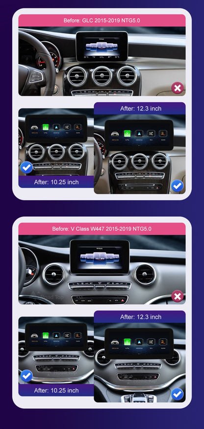 Wireless Carplay Linux Screen for Mercedes Benz W205 GLC A C V Class W447 CLA GLA 2015-2019 GPS With Android Auto Car Multimedia