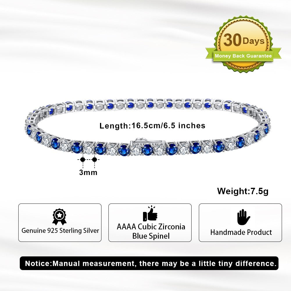 ORSA JEWELS Authentic 925 Sterling Silver Tennis Chain Bracelet Moulding Process Hanmade High-end Hand Chain for Man Woman SB128