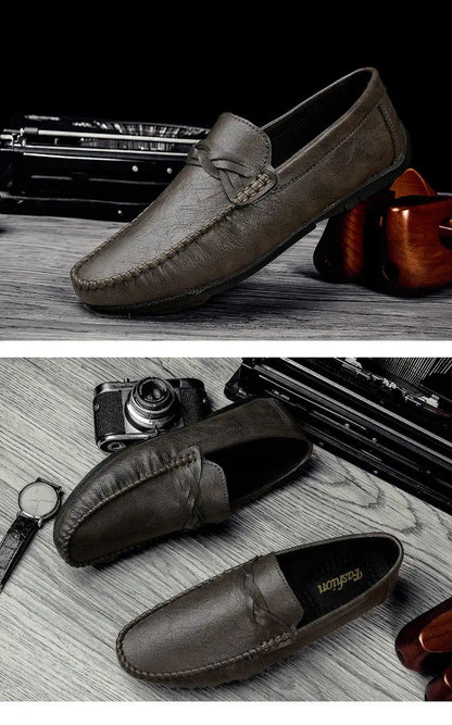 High Quality Leather Men Casual Shoes Comfortable Light Men Loafers Formal Men Dress Shoes Breathable Slip on Men Driving Shoes