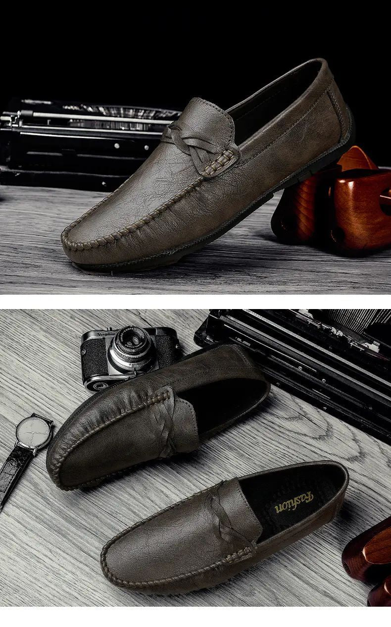 High Quality Leather Men Casual Shoes Comfortable Light Men Loafers Formal Men Dress Shoes Breathable Slip on Men Driving Shoes