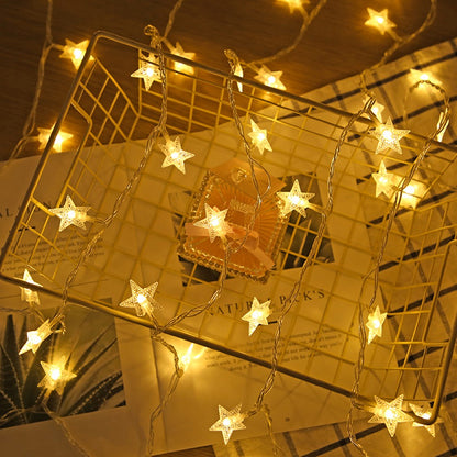 LED Star Fairy Lights Chain Battery/USB Powered String Lights Garland For Party Home Wedding Terrace Garden Christmas Decoration