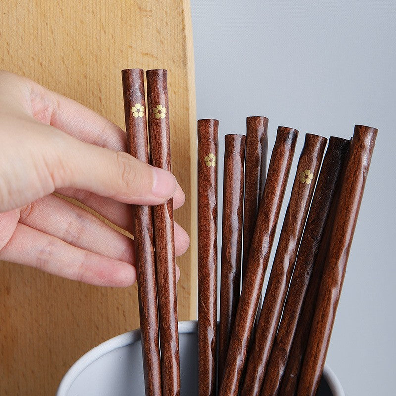 5 Pares de Hashis Japoneses para Sushi de Madeira Natural Ecológicos Reutilizáveis para Comida Coreana Chinesa