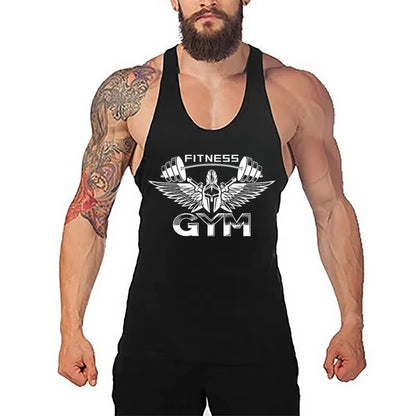 Men's Stringer Gym Vest, Fitness Bodybuilding Tank, Y Back Sleeveless Shirt, Moisture-Wicking Lightweight Cotton Summer Clothing