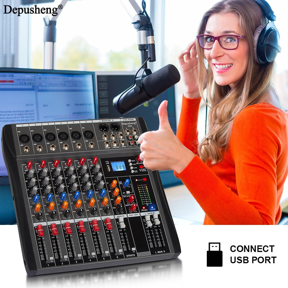 6//8/12 Channel Professional Audio Mixer  Studio Audio Console USB MP3 Input 48v Phantom Power DJ Console