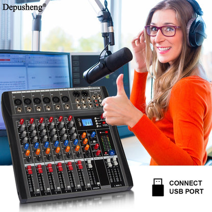 6//8/12 Channel Professional Audio Mixer  Studio Audio Console USB MP3 Input 48v Phantom Power DJ Console