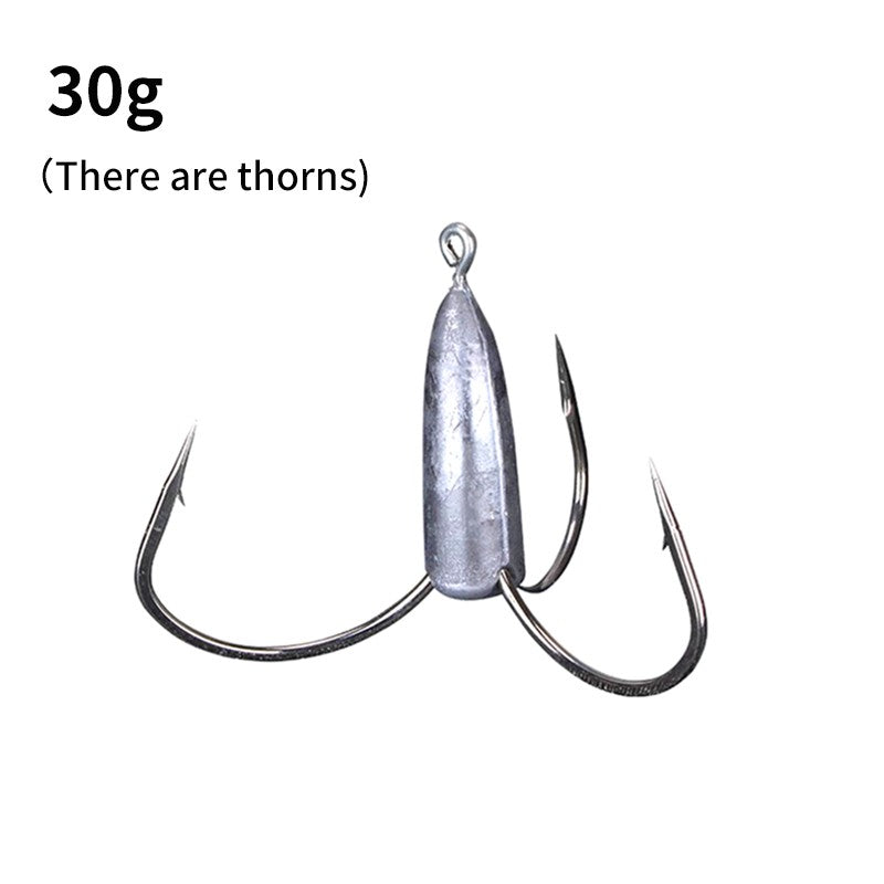 Anzóis de Pesca Triplos Prateados de Aço Carbono com Farpa 20g/30g/40g/50g/60g/80g Agulha de Pesca Acessórios de Pesca