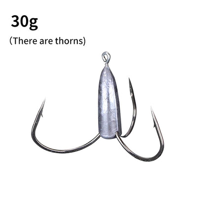 Anzóis de Pesca Triplos Prateados de Aço Carbono com Farpa 20g/30g/40g/50g/60g/80g Agulha de Pesca Acessórios de Pesca