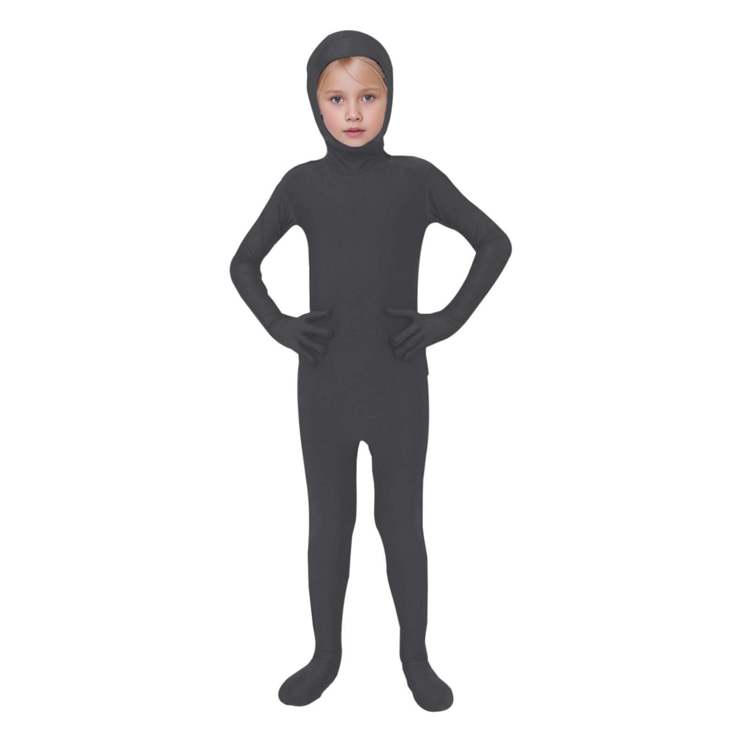 Kids Invisibility Jumpsuits Role Play Tights Full Body Suit Solid One-Piece Jumpsuit Halloween Costume Funny Romper Performance