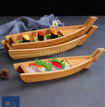 Japanese Cuisine Sushi Boats seafood Tool Wooden Shop Model Wood Handmade Simple ship Sashimi Assorted Cold Dishes sushi plate