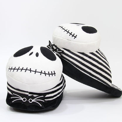 28cm Disney Filme O Estranho Mundo de Jack Skellington Pelúcia Chinelos de Quarto Masculino Feminino Inverno Presentes