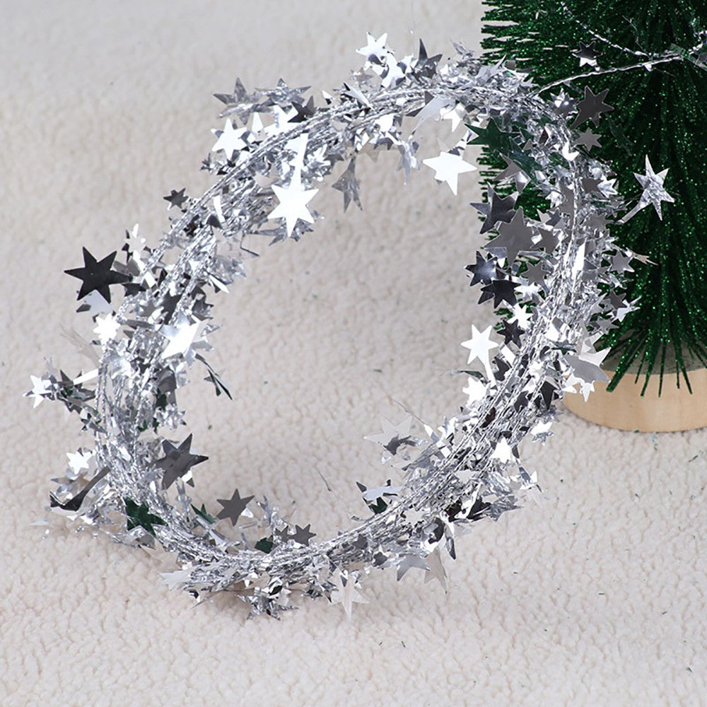 7.5m/8.2Yard Christmas Tree Decor Gold Silver Red Sparkly Star Wire Christmas Decorations Xmas Home Party Birthday Party Wedding