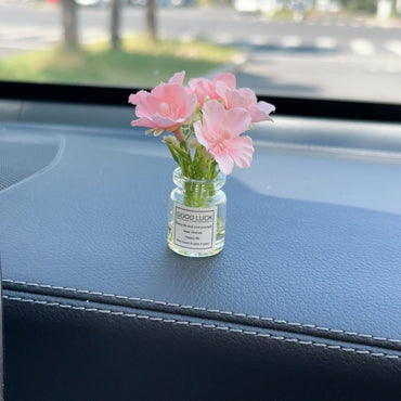 White Simulated Flower Vase Car Center Console Decoration Mini Vase Pink Purple Blue Yellow Simulated Flower Decoration