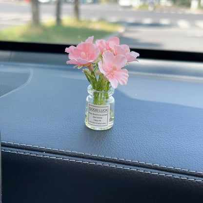 White Simulated Flower Vase Car Center Console Decoration Mini Vase Pink Purple Blue Yellow Simulated Flower Decoration