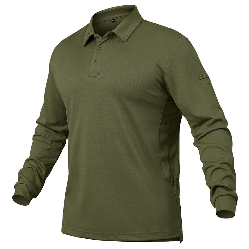 Men's Lightweight Long Sleeve Polo Shirt Performance Tactical Casual Outdoor Hiking Collared Shirts Pique Jersey Golf Shirt