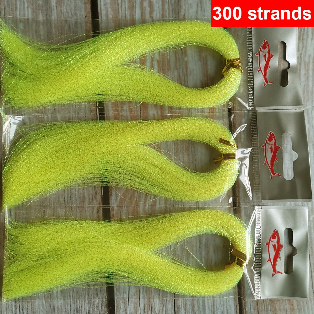 Pacote com 3 ou 10 unidades de 300 fios de tinsel torcido para iscas de pesca com mosca, linha de amarração, flash de cristal brilhante, material DIY