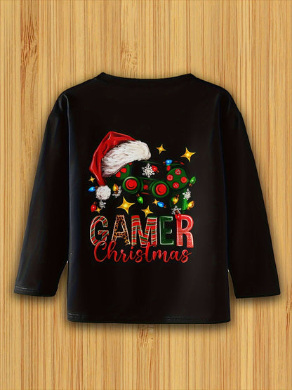 Children's Clothing Boys Tshirt Long Sleeve Santa Claus Print Children Spring Fall Clothes Stylish Christmas Party Girl Clothes